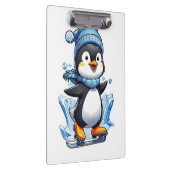 Winterpinguin Eisstockschießen Klemmbrett (Rechts)
