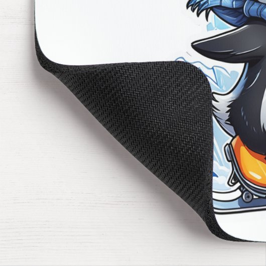Winterpinguin Eisstockschießen Mousepad (Ecke)