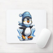 Winterpinguin Eisstockschießen Mousepad (Mit Mouse)