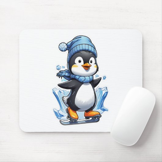 Winterpinguin Eisstockschießen Mousepad (Mit Mouse)