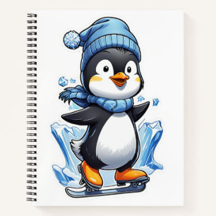 Winterpinguin Eisstockschießen Notizblock