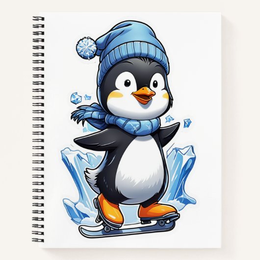 Winterpinguin Eisstockschießen Notizblock (Vorderseite)