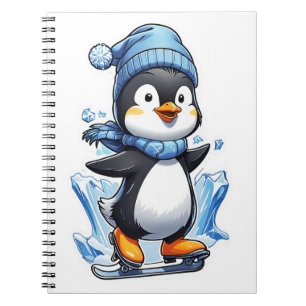 Winterpinguin Eisstockschießen Notizblock