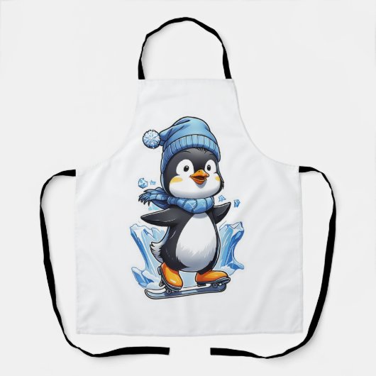 Winterpinguin Eisstockschießen Schürze (Vorderseite)