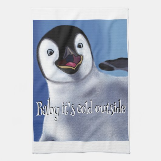 Winterpinguin Geschirrtuch (Vertikal)