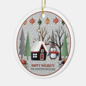 Winterpinguin, Happy Holidays und Schneeflocke Keramik Ornament (Links)
