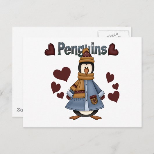 Winterpinguin-Hemden und -Geschenke Postkarte (Vorne/Hinten)