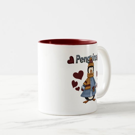 Winterpinguin-Hemden und -Geschenke Zweifarbige Tasse (VorderseiteRechts)