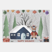 Winterpinguin-Hirsche und Panda-Schneeflocken Weih Geschenkpapier Set (Vorderseite 2)
