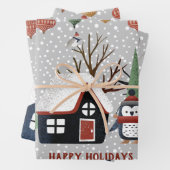 Winterpinguin-Hirsche und Panda-Schneeflocken Weih Geschenkpapier Set (Beispiel)