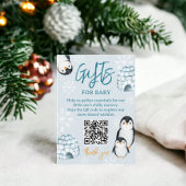 Winterpinguin-Iglus-Windeln-Tombola-Babydusche Begleitkarte