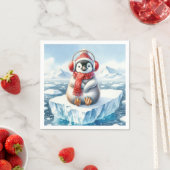 Winterpinguin in Schneeflocken Serviette (Beispiel)