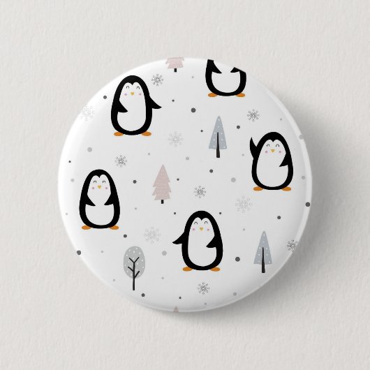 Winterpinguin-Muster Button (Vorderseite)