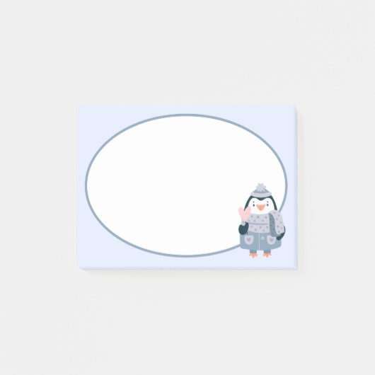 Winterpinguin-Nachhinweise Post-it Klebezettel (Vorderseite)