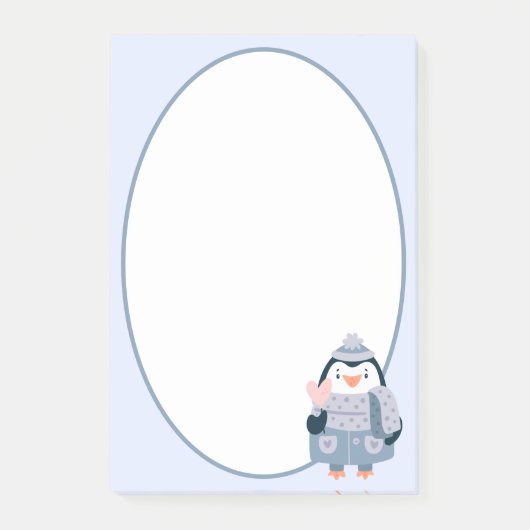 Winterpinguin-Nachhinweise Post-it Klebezettel (Vorderseite)