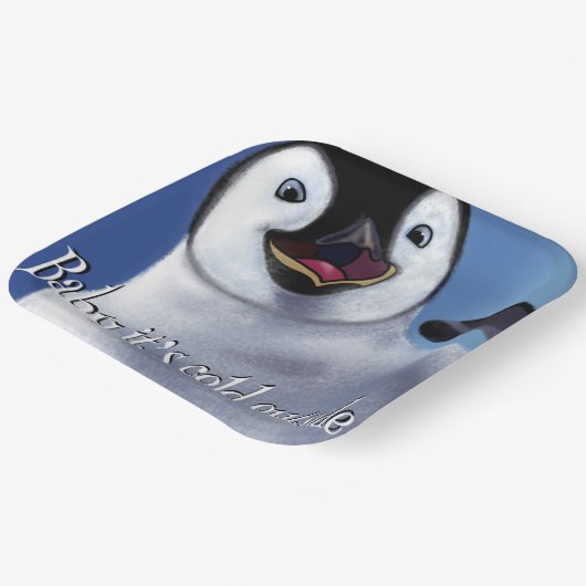 Winterpinguin Pappteller (Gewinkelt)