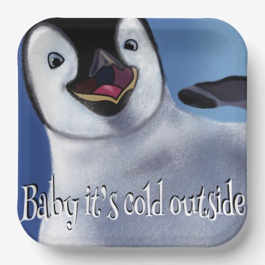 Winterpinguin Pappteller (Vorderseite)