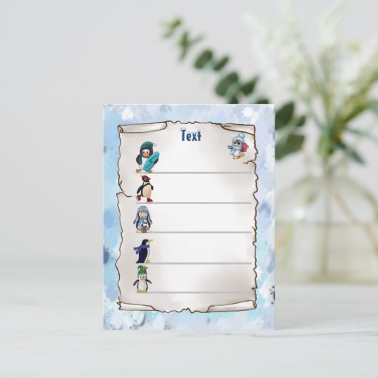 Winterpinguin Postkarte (Stehend Vorderseite)