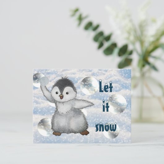 Winterpinguin Postkarte (Stehend Vorderseite)