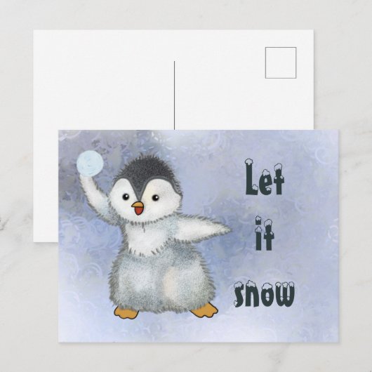 Winterpinguin Postkarte (Vorne/Hinten)