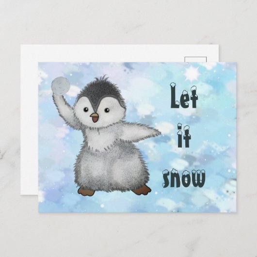 Winterpinguin Postkarte (Vorne/Hinten)