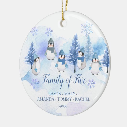 Winterpinguin Snowflakes Weihnachtsfamilie von FÜN Keramik Ornament (Links)