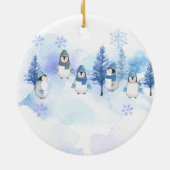 Winterpinguin Snowflakes Weihnachtsfamilie von FÜN Keramik Ornament (Hinten)