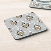 Winterpinguin | Weihnachts Cork Drink Untersetzer  (Linke Seite)