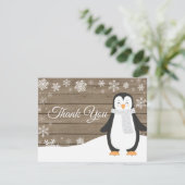 Winterpinguin White Snowflake Danke Karte (Stehend Vorderseite)