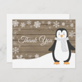 Winterpinguin White Snowflake Danke Karte (Vorne/Hinten)