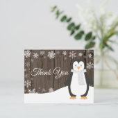 Winterpinguin White Snowflake Danke Karte (Stehend Vorderseite)