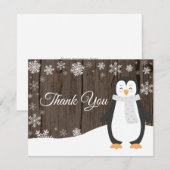 Winterpinguin White Snowflake Danke Karte (Vorne/Hinten)