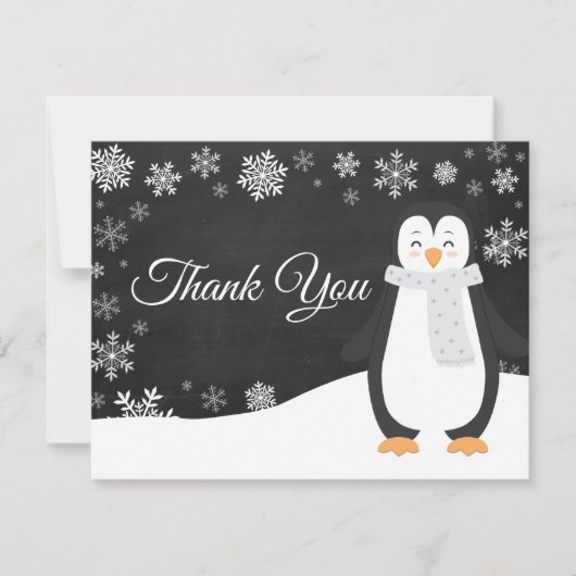 Winterpinguin Winterschneeflocke Danke Karte (Vorderseite)