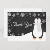 Winterpinguin Winterschneeflocke Danke Karte (Vorne/Hinten)