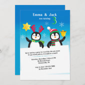 Winterpinguine Einladung (Vorne/Hinten)