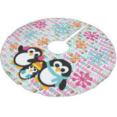 Winterpinguine Frohen Festtage Treppenhaus Polyester Weihnachtsbaumdecke (Schrägansicht)