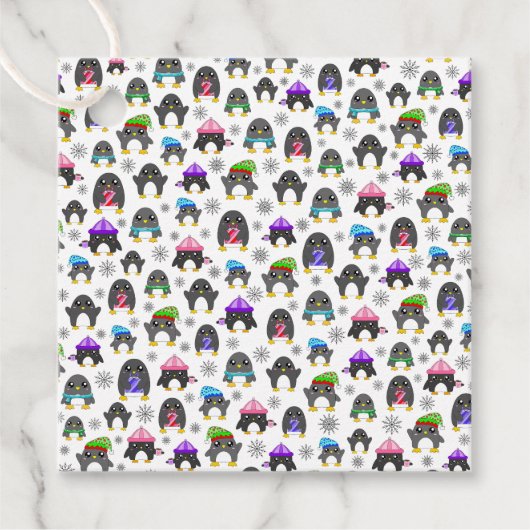 Winterpinguine Geschenkanhänger (Vorderseite)
