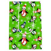Winterpinguine in Hats Mittlere Geschenktüte (Rückseite)