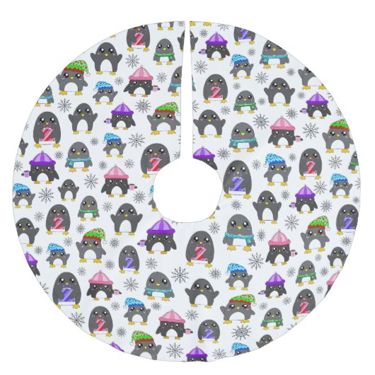 Winterpinguine Polyester Weihnachtsbaumdecke (Vorderseite)