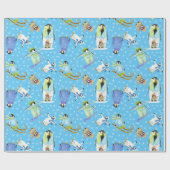 Winterpinguine Wasserfarbe mit Schneeflocken Snowb Geschenkpapier (Flach)