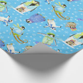 Winterpinguine Wasserfarbe mit Schneeflocken Snowb Geschenkpapier (Ecke)