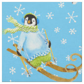 Winterpinguine Wasserfarbe mit Schneeflocken Snowb Stoff (Nahaufnahme)