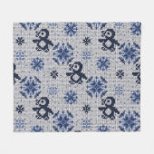 Winterpinguine Ziermuster Fleecedecke (Vorderseite (Horizontal))