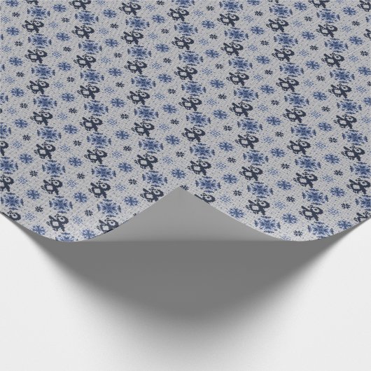 Winterpinguine Ziermuster Geschenkpapier (Ecke)