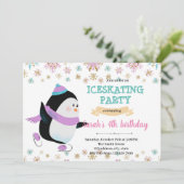 Winterpinguineis Skaten-Party Einladung (Stehend Vorderseite)