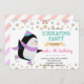 Winterpinguineis Skaten-Party Einladung (Vorne/Hinten)