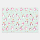 Winterpinguinminze pink lila Urlaub Geschenkpapier Set (Vorderseite)