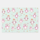 Winterpinguinminze und rosa Urlaub Geschenkpapier Set (Vorderseite 3)
