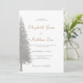 Winterpinienbäume Hochzeit im Wald Einladung (Stehend Vorderseite)