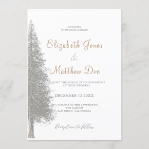 Winterpinienbäume Hochzeit im Wald Einladung